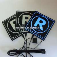 customized EL flashing car sticker with white off blue on lighting